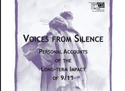 [ai] A purple and white illustrated cover featuring a statue, with text that reads "Voices from Silence: Personal Accounts of the Long-term Impact of 9/11". The bottom includes the logo of Minnesota Advocates for Human Rights.